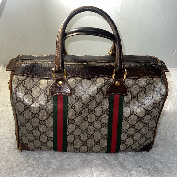 Vintage Gucci Ophidia Boston Leather Bag with Brown Leather Trim - Picture 2 of 12